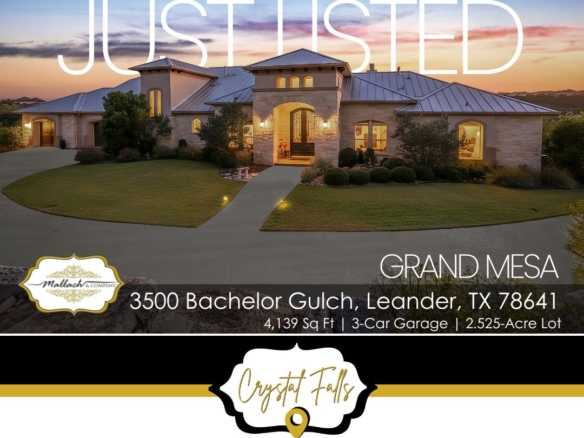 Just Listed: A Hill Country Masterpiece: Inside Leander’s Grand Mesa at Crystal Falls’ 3500 Bachelor Gulch